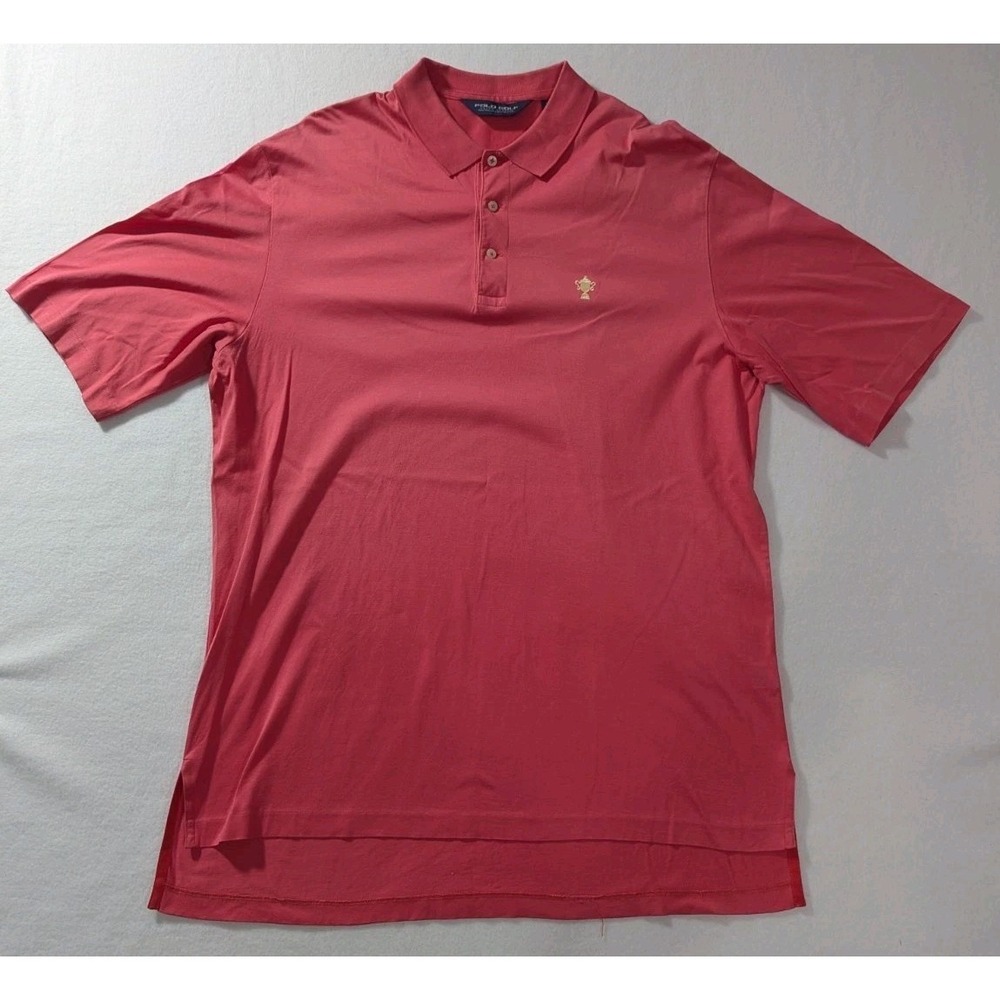 Polo Golf Ralph Lauren‎ Honors Trophy Coral Pink Performance Polo L Pima Cotton